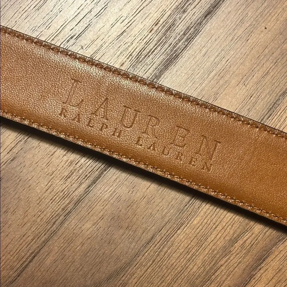 Lauren Ralph Lauren Black Leather Belt with Gold Buckle - 3X
